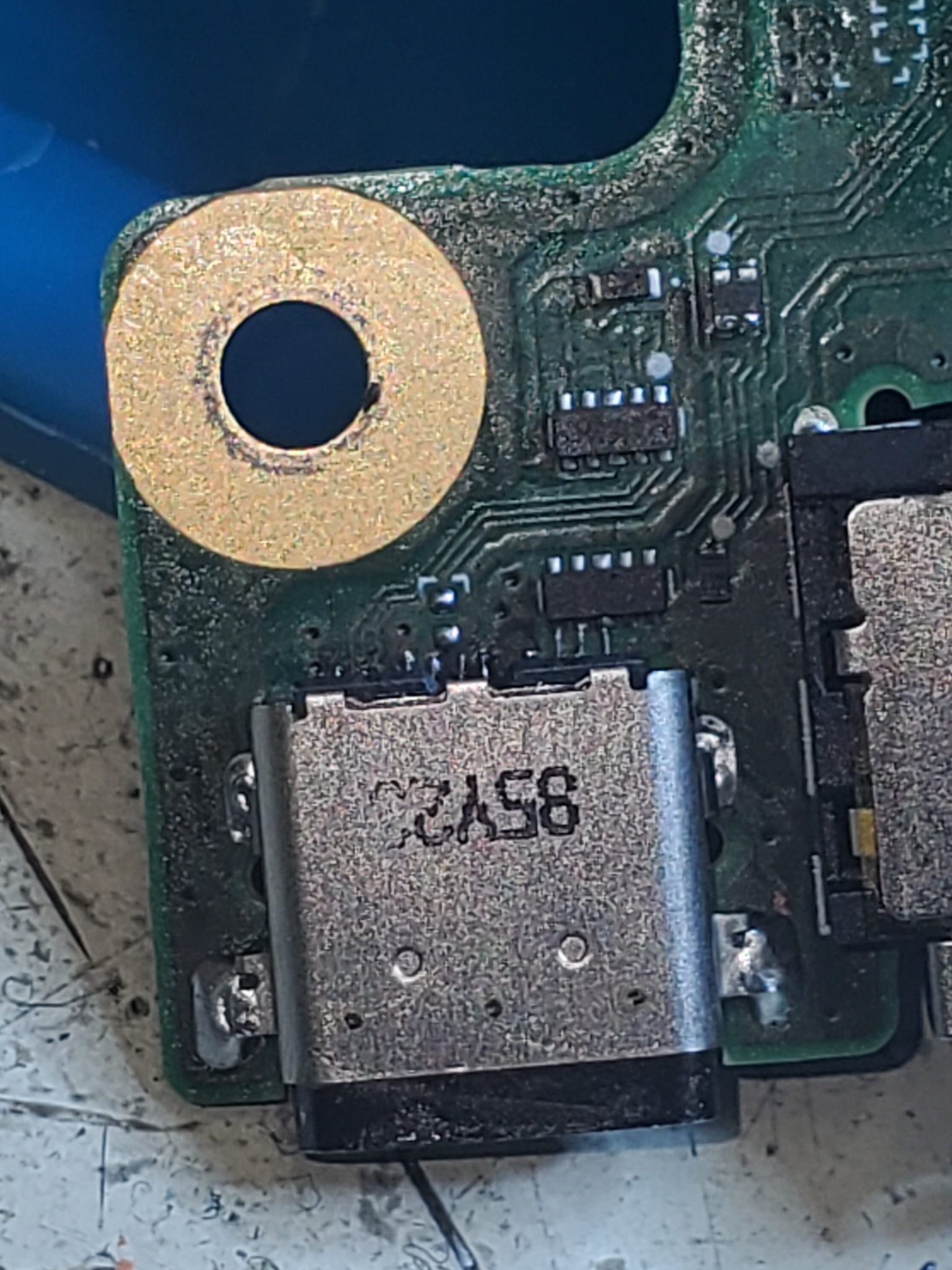 Close-up of connector installed on board